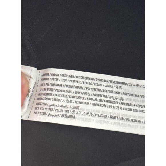 Abercrombie & Fitch Criss Cross 90s Straight High Rise Vegan Leather Black Pants - Picture 11 of 12